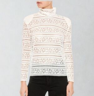 Sandro NWT White Hamia Floral High Neck Lace Top Women's Size Large(3)